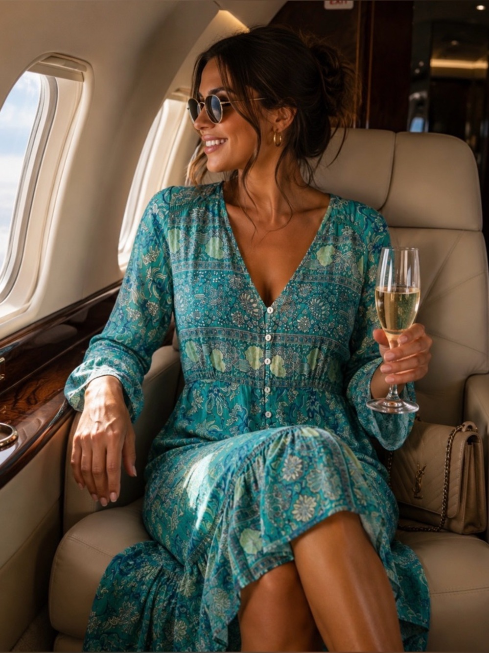 Arnhem Turquoise Floral Long Sleeve Dress